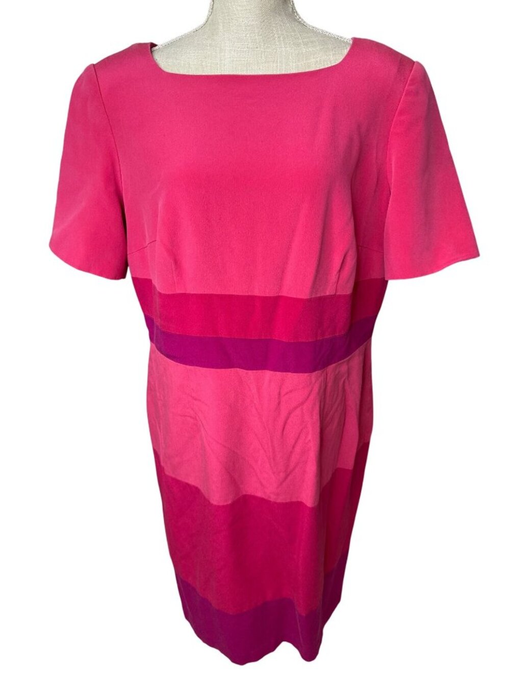 Maggy London Fuchsia and Magenta Colorblock Midi Dress